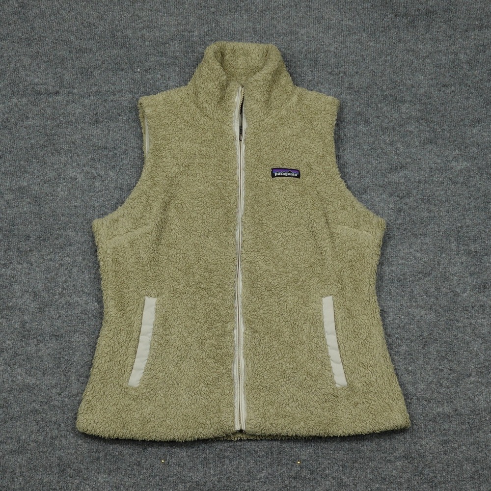 Patagonia Vest Womens Medium Khaki Los Gatos Full Zip Fleece High Pile 25216